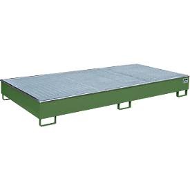 Bauer Regalwanne RW-GR 2700-2 PE, mit PE-Einsatz, mit Gitterrost, L 2665 x B 1315 x H 305 mm, resedagrün RAL 6011