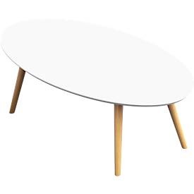 Paperflow Empfangstisch mit weiss lackierter MDF-Platte und 4 Buche-Beinen Scandi 850 x 500 x 350 mm