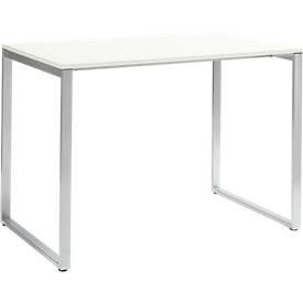 Konferenz-Stehtisch Squart, B 1800 x T 900 x H 1120 mm, weiß/alu