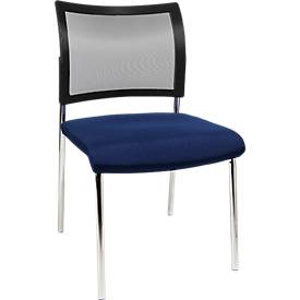 Besucherstuhl, 4-Fuß, Netz, ohne Armlehnen, im 2er-Set, blau