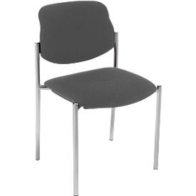 Besucherstuhl Styl, ohne Armlehnen, Stoff anthrazit, Gestell alusilbern, stapelbar bis zu 6 Stück