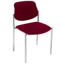 Besucherstuhl Styl, ohne Armlehnen, Stoff bordeaux, Gestell alusilbern, stapelbar bis zu 6 Stück