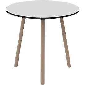 Bistrotisch Palomba, rund, 3-Fuss Gestell aus Massivholz, Ø 1000 x H 750 mm, weiss/Buche