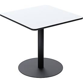 Bistrotisch Paperflow Mezzo, melaminharzbeschichtete MDF-Platte, Stahlgestell, quadratisch B 800 x T 800 x H 750 mm, weiss/mattschwarz