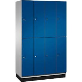 CP CAMBIO Fächerschrank mit HPL-Türen und Garderobenstange 8 Fächer Korpus weißaluminium / Tür enzianblau