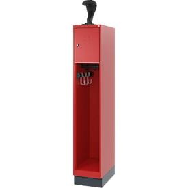 C+P Feuerwehrspind Evolo, Modell YOUNGSTER, 1 Abteil, H 1530 x B 300 x T 500 mm, Sockel, Feuerrot