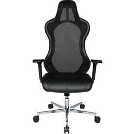 Chefsessel Open Chief Premium, mit Armlehnen, Synchronmechanik, Muldensitz, Kopfstütze, schwarz/alusilber