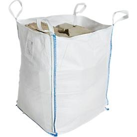 Containersack Schäfer Shop Genius Big Bag, mit Ein-/Auslauf, bis 1,25 t, 4 Hebeschlaufen, 5 Stück, B 900 x T 900 x H 1750 mm, weiss