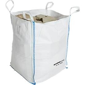 Containersack Schäfer Shop Genius Big Bag, oben offen, bis 1,5 t, 4 Hebeschlaufen, 5 Stück, B 900 x T 900 x H 1200 mm, weiss