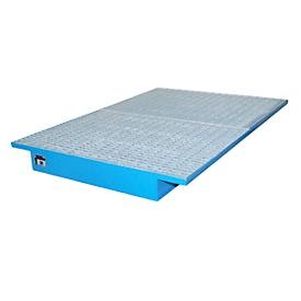 Regal-Einhängewanne Auffangvolumen 200 l LxB 1750 x 1250 / 915 mm, blau lackiert