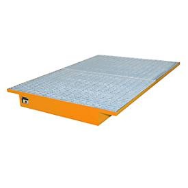 Regal-Einhängewanne Auffangvolumen 200 l LxB 1750 x 1250 / 915 mm, orange lackiert