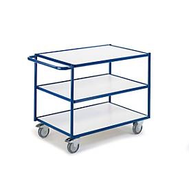 ESD-Tischwagen mit waagerechten Schiebebügeln, 3 Etagen, 990 x 590 mm