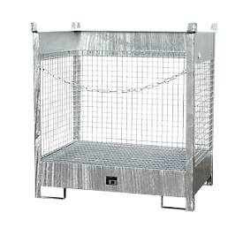 Fass-Stapelpalette Bauer FSP-2 D, Wände aus Drahtgitter, für 2 x 200 l Fass, verzinkt