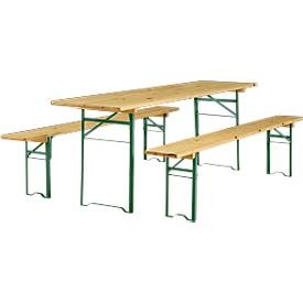 Festzeltgarnitur, 1 Tisch und 2 Bänke, extra groß, 3er-Set