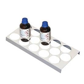 Flaschengestell für asecos Sicherheitsschränke der UB90 und UB30 Serie, Stahlblech, lichtgrau, B 210 x T 440 x H 30 mm, für 15 Flaschen mit Ø 70 mm