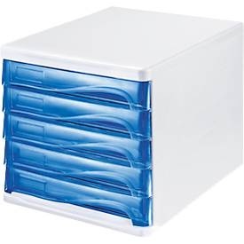 helit Schubladenbox Gehäusefarbe Weiß, VE 4 Stk Schubladenfarbe Blau, transparent