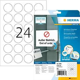 HERMA Etiketten A4 weiss 40 mm ablösbar Papier 600 St.