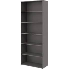 Home Office Regal TEMPIO, aus Holz, 6 Fächer, 6 OH, B 800 x T 340 x H 2130 mm, weiss