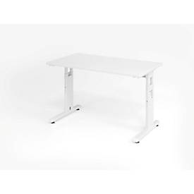 Hammerbacher Höhenverstellbarer gerader Schreibtisch mit C-Fuß Express Q Weiß 1.200 x 672 x 685 - 810 mm