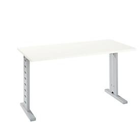 Home Office Schreibtisch Moxxo IQ, Rechteck, C-Fuss, B 1300 x T 650 x H 735 mm, weiss/weissaluminium RAL 9006