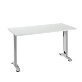 Home Office Tisch Login, Rechteck, C-Fuss, B 1300 x T 650 mm, lichtgrau/weissaluminium RAL 9006