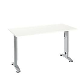 Home Office Tisch Login, Rechteck, C-Fuss, B 1300 x T 650 mm, weiss/weissaluminium RAL 9006