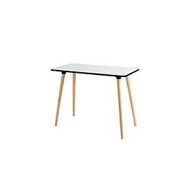 Home Office Tisch, Rechteck, 4-Fuß Gestell aus Massivholz, B 1140 x T 600 x H 750 mm, weiß/Buche