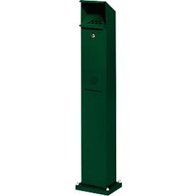 Kombi-Aschersäule Volumen 5 l, BxHxT 180 x 1150 x 150 mm Stahlblech verzinkt und pulverbeschichtet, moosgrün