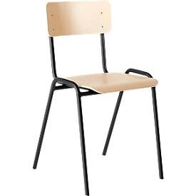 Konferenzstuhl Ceha® CS 3, stapelbar bis 15 Stück, ohne Armlehnen, Sperrholz & Stahlrohr pulverbeschichtet, B 385 x T 390 x H 490 mm, Buche/lichtgrau