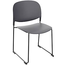Konferenzstuhl Stack, stapelbar, Stahlrohr-Fußgestell, B 485 x T 545 x H 430 mm, schwarz/schwarz, 2 Stück