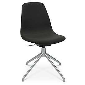 Konferenzsessel Topstar Sitness Life 1.1, dreh-/sitzhöhenverstellbar, ohne Armlehnen, B 460 x T 390 x H 450-480 mm, 4-Fussgestell, Alu matt & Stoff, schwarz