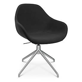 Konferenzsessel Topstar Sitness Life 2.0, dreh-/sitzhöhenverstellbar, Armlehnen, B 450 x T 390 x H 440-470 mm, 4-Fussgestell, Alu matt & Stoff, schwarz