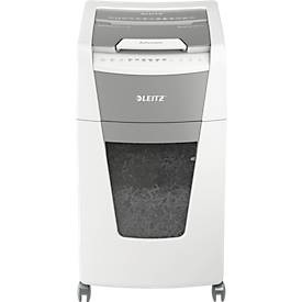 LEITZ Aktenvernichter IQ Autofeed Office Pro 300, vollautomatisch, Partikelschnitt 4 x 26 mm P-4, 60 l, 10-300 Blatt Schneidkapazität, mit Lenkrollen, weiß