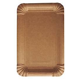 Pappteller Papstar Pure, Einweg, eckig, 130 x 200 mm, lebensmittelecht, klimaneutral, FSC®-zertifiziert & kompostierbar, braun, 4 x 250 Stück