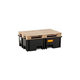 PE-Palettenauffangwanne CEMO 220/2 für 1 Europalette, L 1230 x B 830 x H 360 mm, 220 l, für 2 x 200 l Fässer, ohne Gitterrost