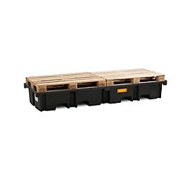 PE-Palettenauffangwanne CEMO 425/4e für 2 Europaletten längs, L 2420 x B 880 x H 360 mm, 425 l, für 4 x 200 l Fässer, ohne Gitterrost