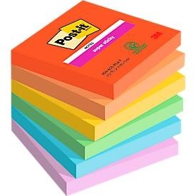 Post-it Super Haftnotizen Playful Farbe Sammlung 76 mm x 76 mm 90 Blatt 6 Stück