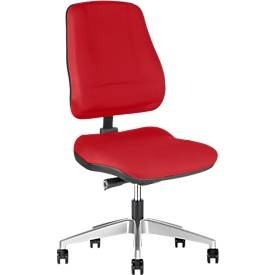 Prosedia Bürostuhl LEANOS V ERGO, Synchronmechanik, ohne Armlehnen, Bandscheibensitz, rot/alupoliert