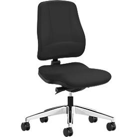 Prosedia Bürostuhl LEANOS V KOMFORT, Synchronmechanik, ohne Armlehnen, Lordosenstütze, Knierolle, schwarz/alupoliert