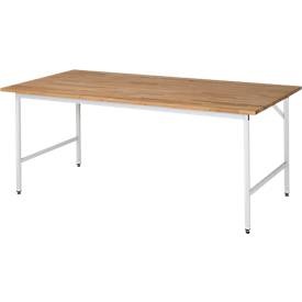 RAU Arbeitstisch, höhenverstellbar 800 - 850 mm, Buchenplatte massiv BxT 2000 x 800 mm, lichtgrau