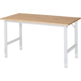 RAU Arbeitstisch, höhenverstellbar 760 - 1080 mm, Buchenplatte massiv BxT 1500 x 800 mm, lichtgrau