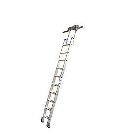 Regalleiter T-Schienenanlage, fahrbar, 10 Stufen