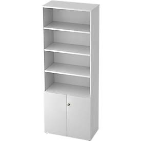 Regalschrank TOPAS LINE, 4 OH Regal/2 OH Türen, weiss/weiss