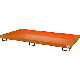 Regal-Bodenwanne 240 l Auffangvolumen, LxBxH 2650 x 1300 x 210 mm ohne Gitterrost, orange lackiert