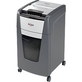 Rexel Aktenvernichter Optimum AutoFeed+ 225M, Vollautomatik, Mikropartikelschnitt 2 x 15 mm, P-5, 60 l, 8-225 Blatt Schnittleistung, mit Lenkrollen, schwarz