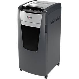 Rexel Aktenvernichter Optimum AutoFeed+ 600X, Vollautomatik, Partikelschnitt 4 x 36 mm, P-4, 110 l, 15-600 Blatt Schnittleistung, mit Lenkrollen, schwarz