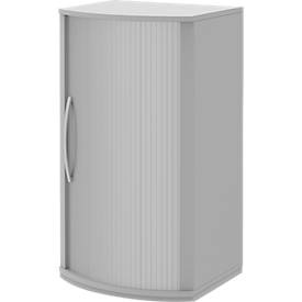 Rollladen-Schiebetürenschrank BARI, 3 OH, 2 Böden, Griff links, B 600 x T 530/430 x H 1117 mm, hellgrau