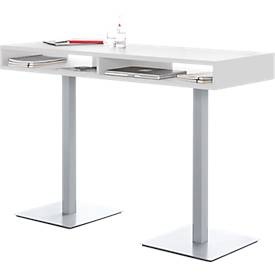 Steh-Konferenztisch BOX, mit Ablage-Boxen, Höhe 1050 mm, weiss