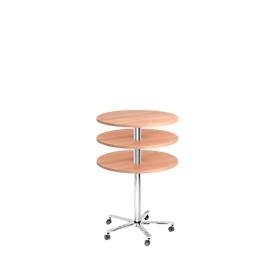 office akktiv Bistrotisch, höhenverstellbar Gestell verchromt Nussbaum-Dekor