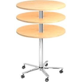 office akktiv Bistrotisch, höhenverstellbar Gestell verchromt Ahorn-Dekor